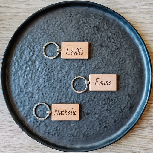 Gepersonaliseerde Houten Sleutelhanger – Rechthoekig