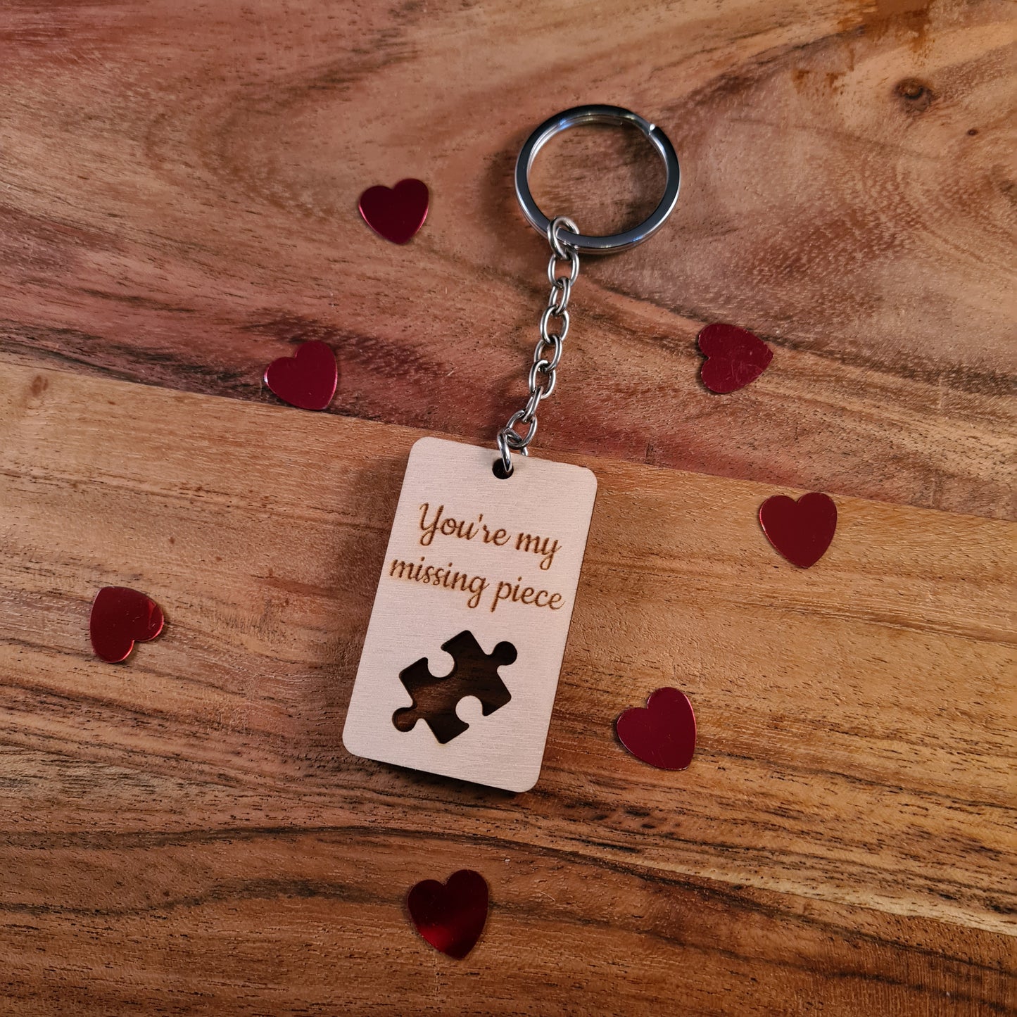 Houten sleutelhanger "Missing piece"