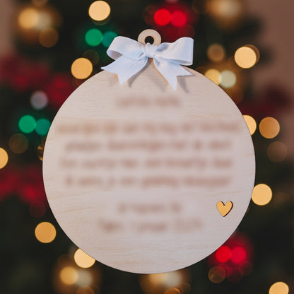 Houten nieuwjaarsbrief "Kerstbal" - eigen ontwerp