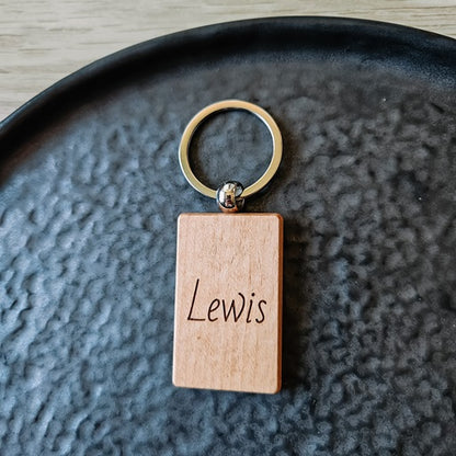 Gepersonaliseerde Houten Sleutelhanger – Rechthoekig