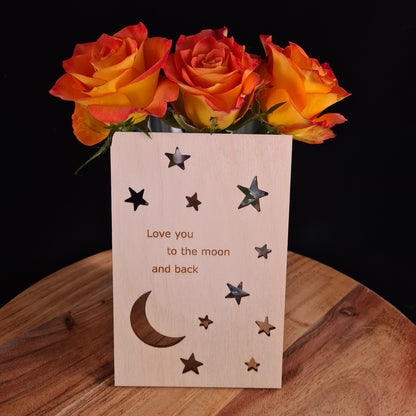 Houten wenskaart "To the moon"