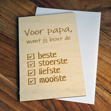 Afbeelding in Gallery-weergave laden, Houten wenskaart &quot;Voor papa&quot;
