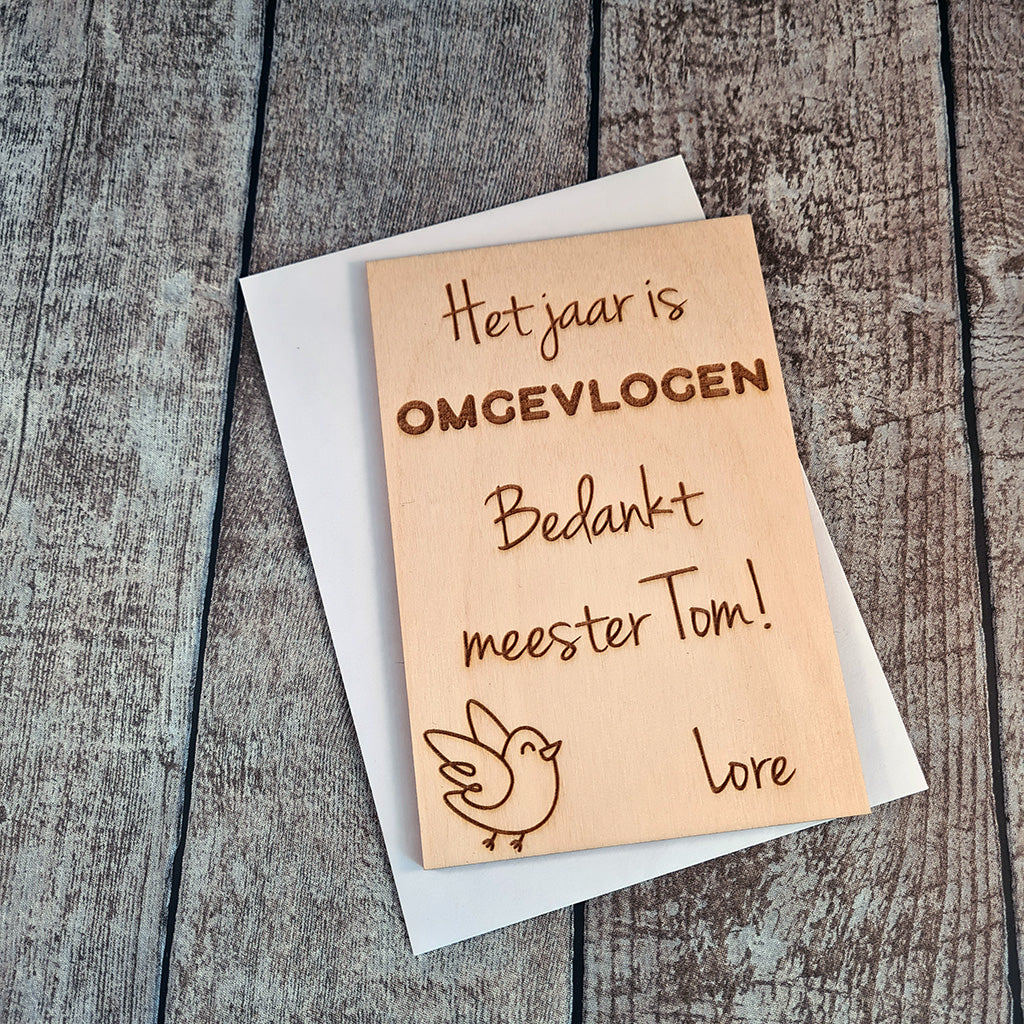 Houten wenskaart  