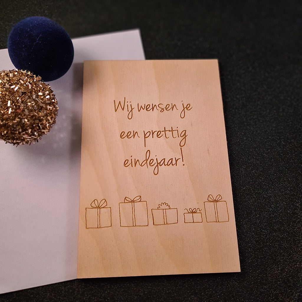 Houten wenskaart 