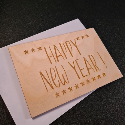 Houten wenskaart "Happy New Year"