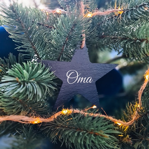 Kerstversiering leisteen met naam - ster