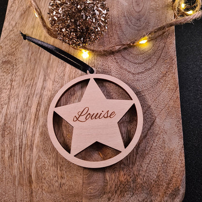 Kerstbal "Ster" met naam