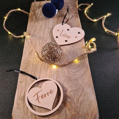 Kerstbal "Hart" met naam