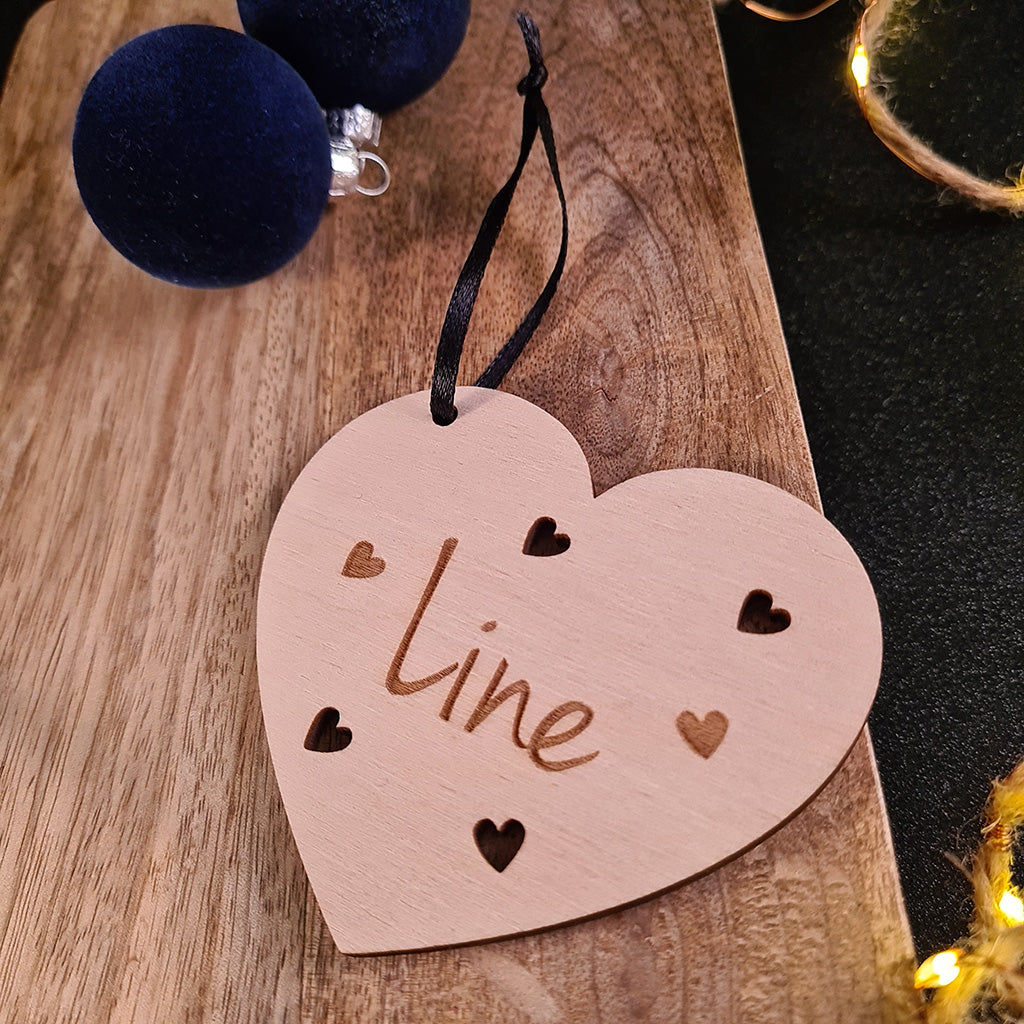 Kerstbal "Hart" met naam