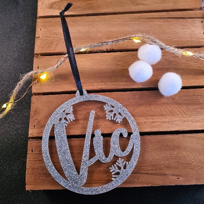 Kerstbal "Glitter" met naam