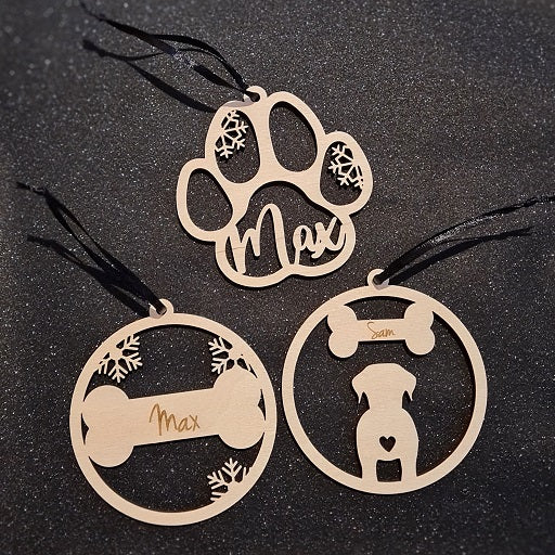 Kerstbal "Hond" met naam