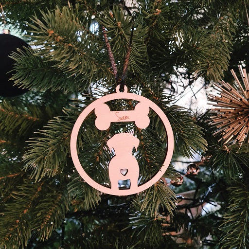 Kerstbal "Hond" met naam