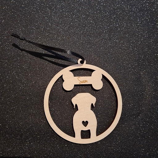 Kerstbal "Hond" met naam