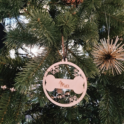 Kerstbal "Hond" met naam