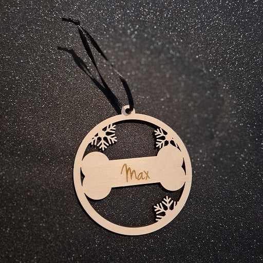 Kerstbal "Hond" met naam