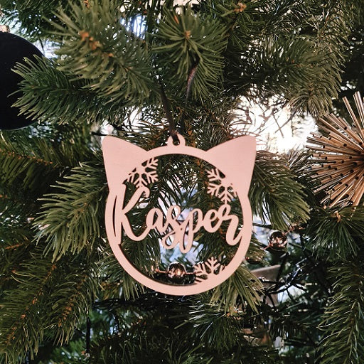Kerstbal "Kat" met naam