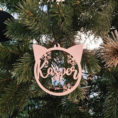 Kerstbal "Kat" met naam