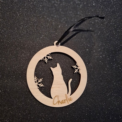 Kerstbal "Kat" met naam