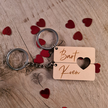 Set van twee sleutelhangers met hartje