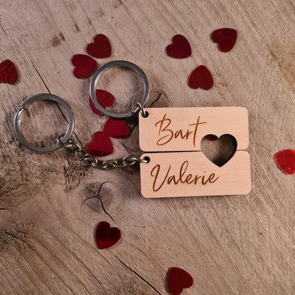 Set van twee sleutelhangers met hartje