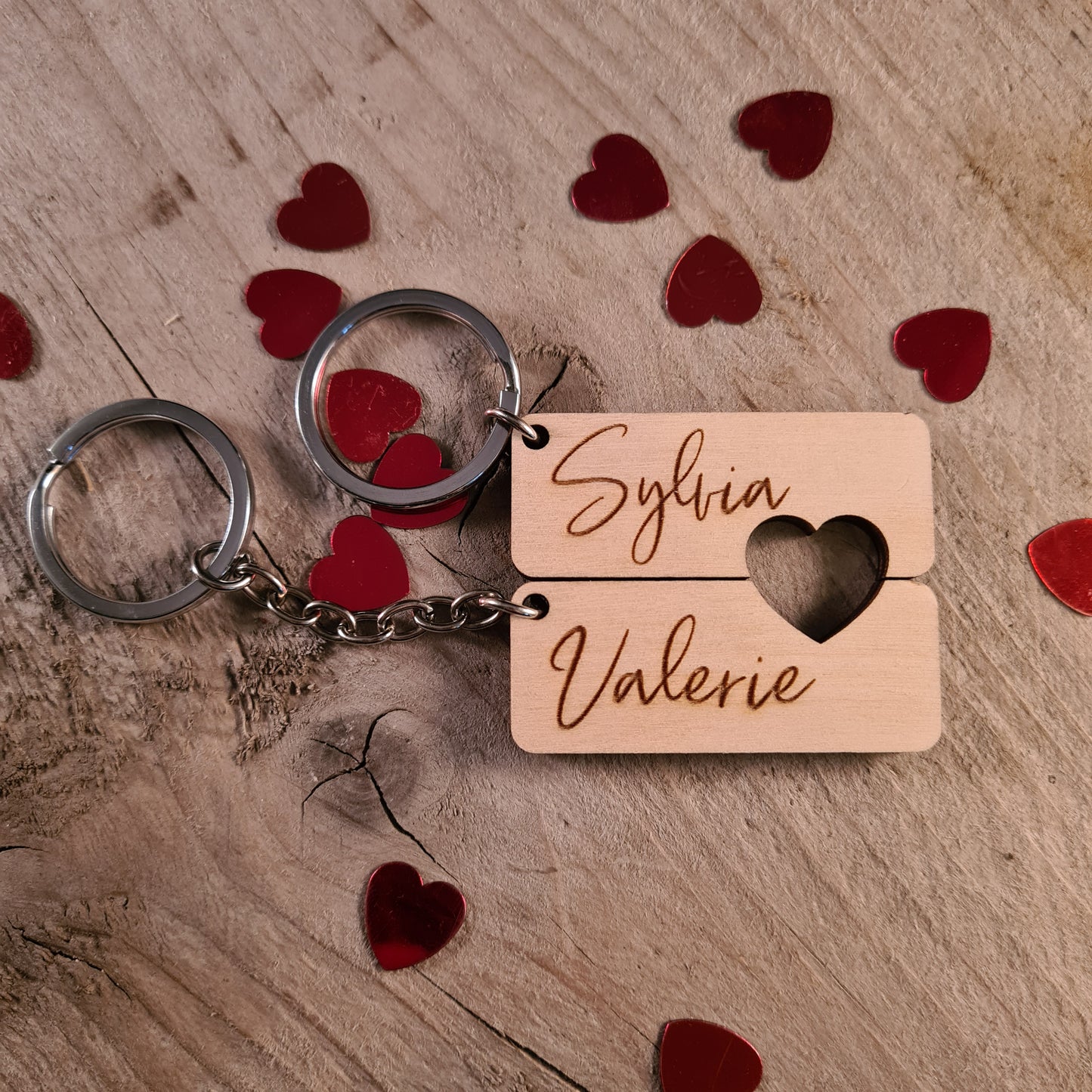 Set van twee sleutelhangers met hartje