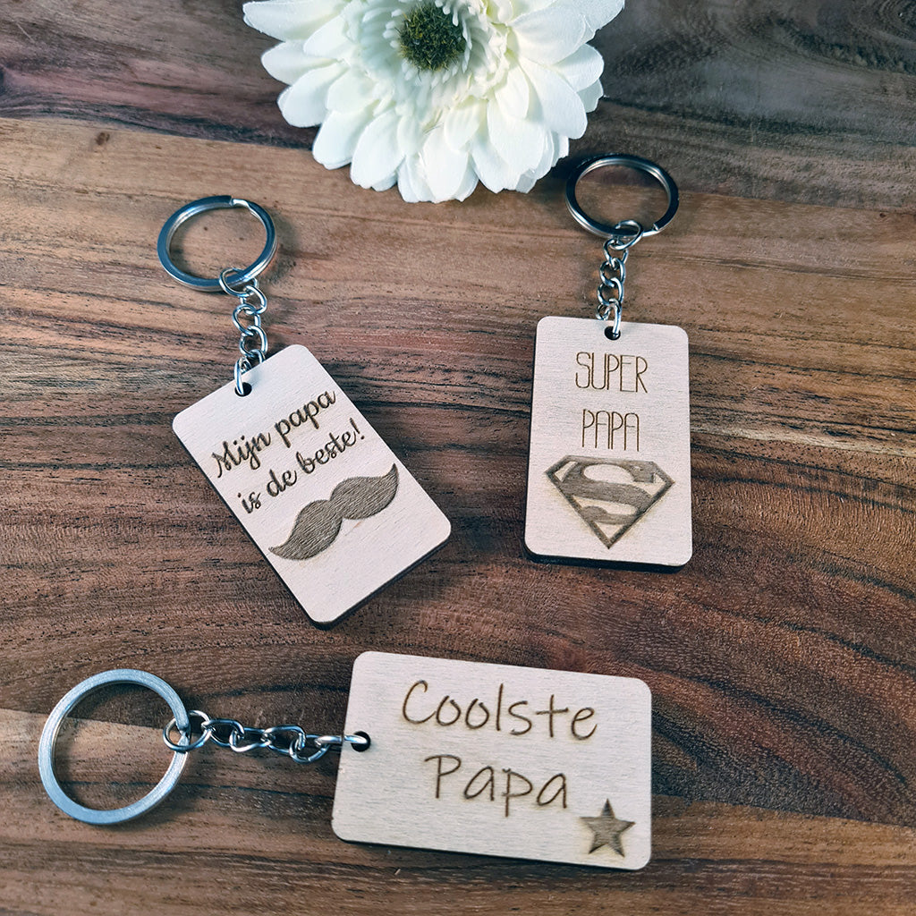 Houten sleutelhanger "Papa"