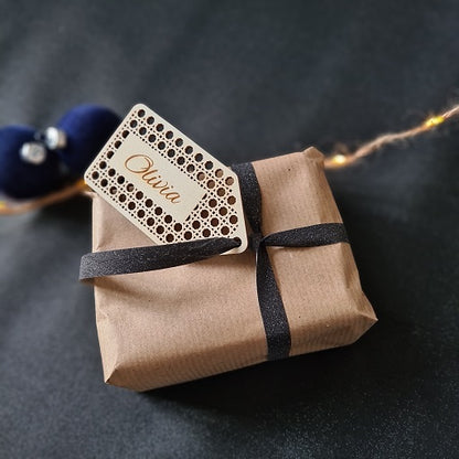 Houten cadeau tag met naam - rotan