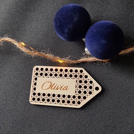 Houten cadeau tag met naam - rotan
