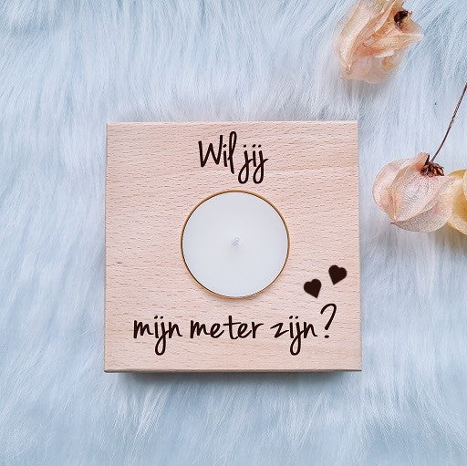 Gepersonaliseerde houten theelichthouder